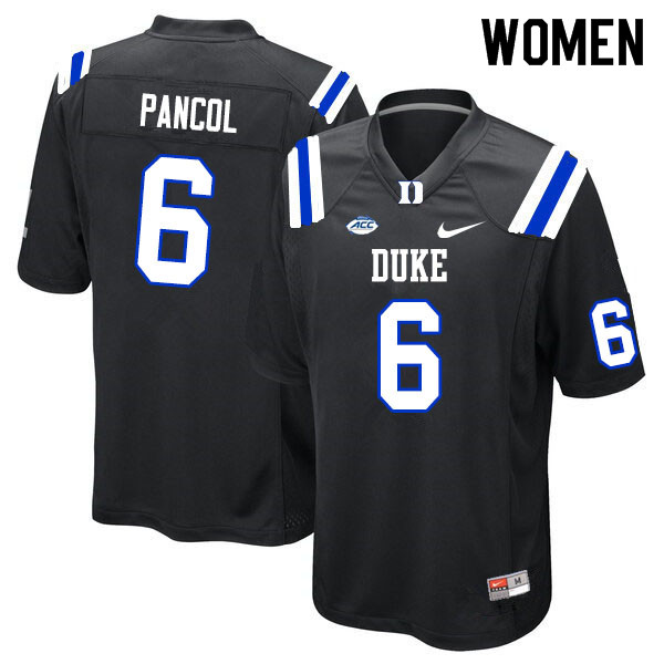 Women #6 Eli Pancol Duke Blue Devils College Football Jerseys Sale-Black